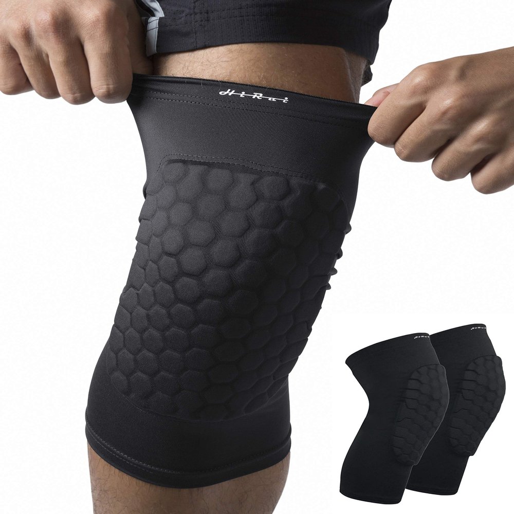 HiRui Knee Pads for Kids Youth Adult, Basketball Baseball Knee Brace Knee Support, Collision Avoidance Kneepad Compression Knee Sleeve for Volleyball Football Cycling Running-1Pair (Black, XXS)