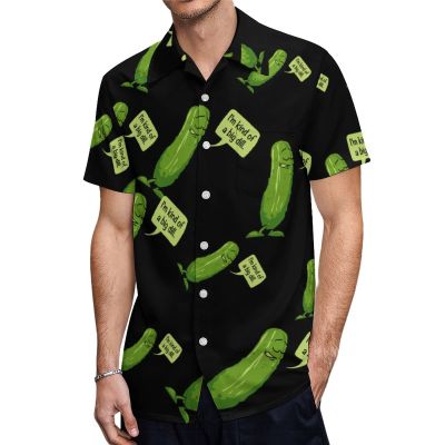 Big Dill Pickle Men's Shirts Short Sleeve Button Down Casual Blouse Tee Top with Pocket L