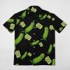 Big Dill Pickle Men's Shirts Short Sleeve Button Down Casual Blouse Tee Top with Pocket L view 3