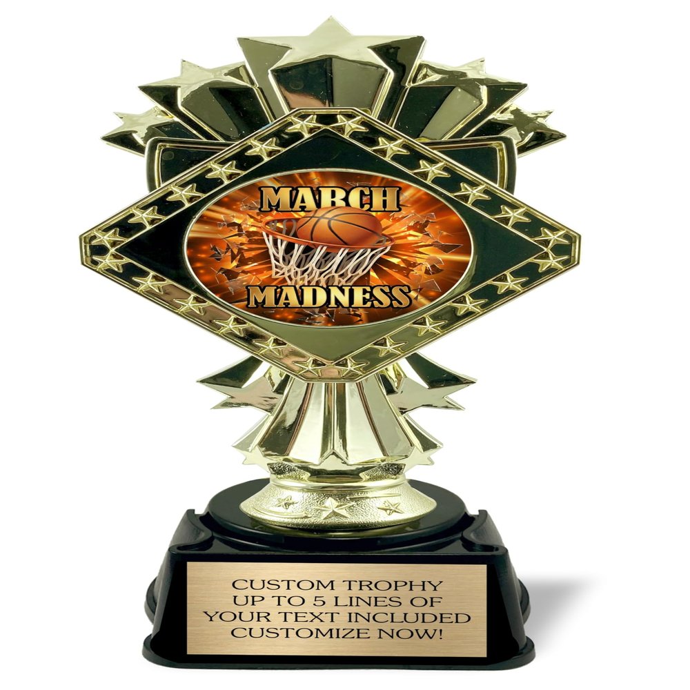 2026 March Trophy for Winner 9 Inches Tall - Customized Basketball Bracket Award for Madness Tournament - Personalized Engraving with Gold Plate - Customize Now!