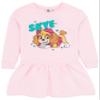 Paw Patrol Girls Sweater Dress And Leggings Set | Kids Skye Pink Sweatshirt Jumper & Cream Trousers Complete Outfit view 3
