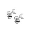 20GA F136 Implant Grade Titanium Flat Crescent Moon Shaped Top Stud Earrings, Sold as a Pair (Silver Tone) view 1