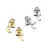 20GA F136 Implant Grade Titanium Flat Crescent Moon Shaped Top Stud Earrings, Sold as a Pair (Silver Tone) view 3