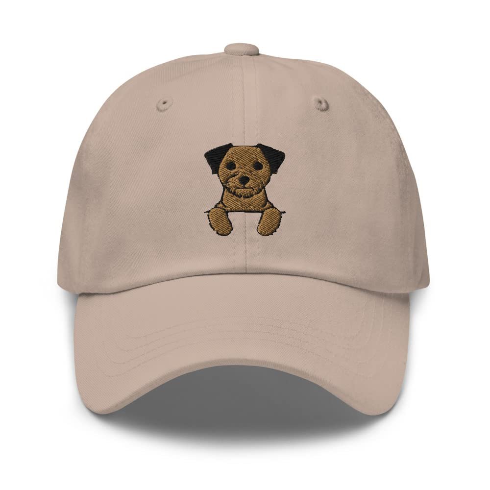 Border Terrier hat, Border Terrier Peeking, Embroidered Unisex Baseball hat, Border Terrier Gifts for Dog Lovers. Stone