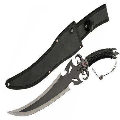 SZCO Supplies 19.5" Fantasy Ghoul Medieval Style Short Sword With Sheath, Black