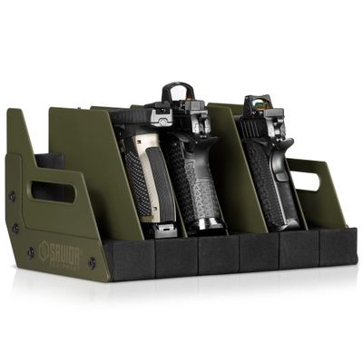 Savior Equipment Gun Pistol Revolver Firearm Handgun Rack Stand, Fit 6 of Most Long-Barreled Pistols, Cushioned Foam to Protect, Gun Safe Cabinet Storage Organizer Accessories