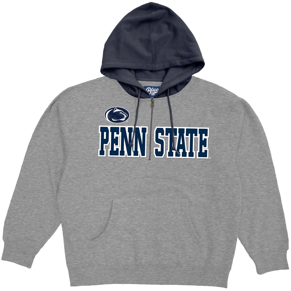 Penn State Nittany Lions NCAA Officially Licensed Half Zip Contrast Hooded Sweatshirt Applique Shield, Medium