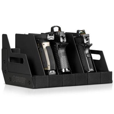 Savior Equipment Gun Pistol Revolver Firearm Handgun Rack Stand, Fit 6 of Most Long-Barreled Pistols, Cushioned Foam to Protect, Gun Safe Cabinet Storage Organizer Accessories