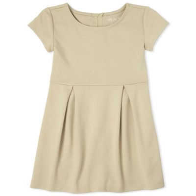 The Children's Place,Short Sleeve Ponte Dress,Sandy,10