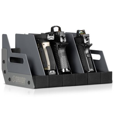 Savior Equipment Gun Pistol Revolver Firearm Handgun Rack Stand, Fit 6 of Most Long-Barreled Pistols, Cushioned Foam to Protect, Gun Safe Cabinet Storage Organizer Accessories