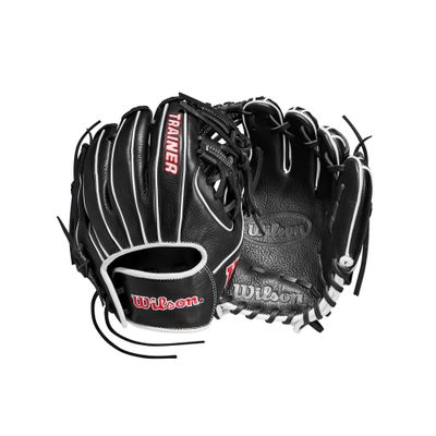 Wilson 27.5 Infield Pancake Training Baseball Glove - Right Hand Throw, Black/Red