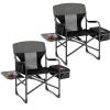 COSTWAY 2-Pack Folding Camping Chair, Heavy-Duty Director Chair Supports 400lbs for Adults with Side Table, Cooler Bag, Storage, Strap, Portable Makeup Chair Set of 2 for Fishing Picnic, Black view 1