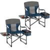 COSTWAY 2-Pack Folding Camping Chair, Heavy-Duty Director Chair Supports 400lbs for Adults with Side Table, Cooler Bag, Storage, Strap, Portable Makeup Chair Set of 2 for Fishing Picnic, Blue view 1