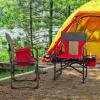 COSTWAY Folding Camping Chair, Heavy-Duty Director Chair Supports 400lbs for Adults with Side Table, Cooler Bag, Storage, Strap, Portable Makeup Chair Suitable for Fishing Picnic, Red view 4