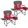 COSTWAY 2-Pack Folding Camping Chair, Heavy-Duty Director Chair Supports 400lbs for Adults with Side Table, Cooler Bag, Storage, Strap, Portable Makeup Chair Set of 2 for Fishing Picnic, Red view 1