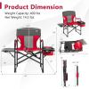 COSTWAY 2-Pack Folding Camping Chair, Heavy-Duty Director Chair Supports 400lbs for Adults with Side Table, Cooler Bag, Storage, Strap, Portable Makeup Chair Set of 2 for Fishing Picnic, Red view 3