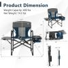 COSTWAY Folding Camping Chair, Heavy-Duty Director Chair Supports 400lbs for Adults with Side Table, Cooler Bag, Storage, Strap, Portable Makeup Chair Suitable for Fishing Picnic, Blue view 3