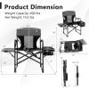 COSTWAY Folding Camping Chair, Heavy-Duty Director Chair Supports 400lbs for Adults with Side Table, Cooler Bag, Storage, Strap, Portable Makeup Chair Suitable for Fishing Picnic, Black view 3
