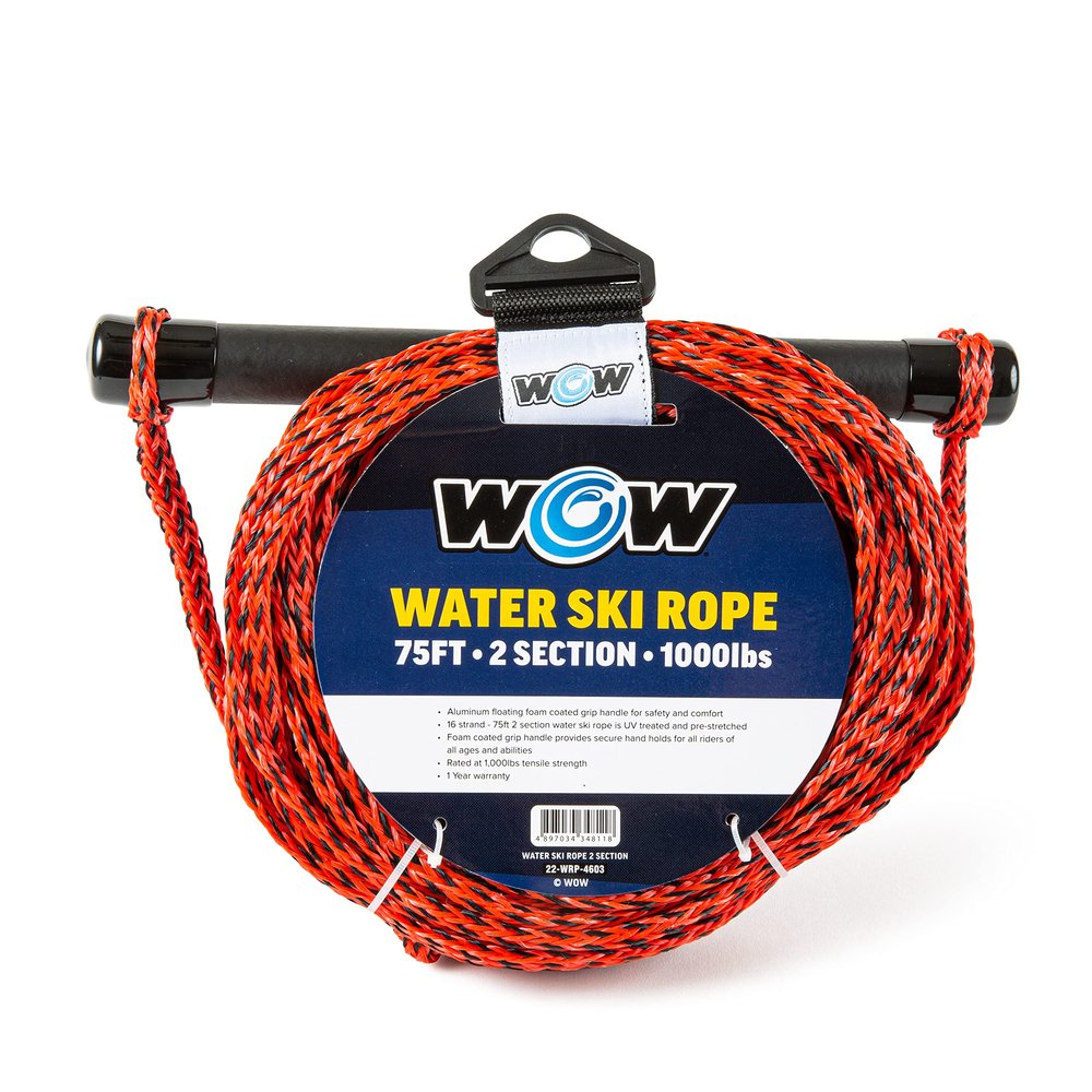 Wow Sports - Water Ski Rope for Wakeboard, Wakesurf, & Water Skiers - 75 ft - UV Treated - W/Floating Handle