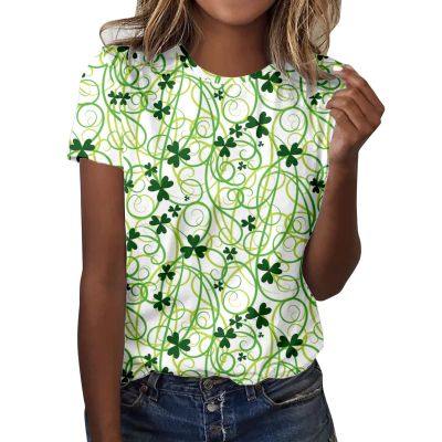 CGGMVCG St Patricks Day Shirt Women Short Sleeve Casual Top Shamrock Shirts St. Patrick's Day Soft Leave St Patricks Day Womens Clothing, Z01 Mint Green, M