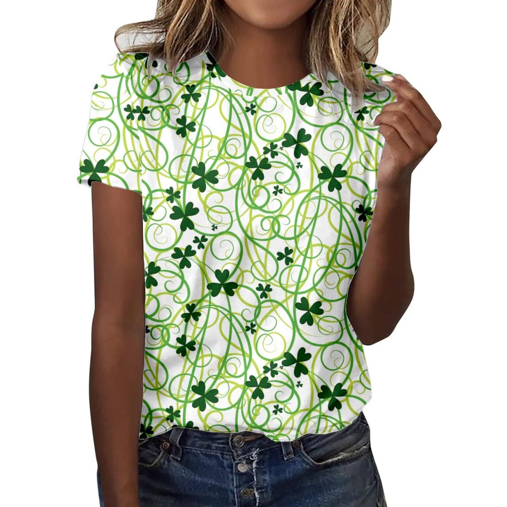 CGGMVCG St Patricks Day Shirt Women Short Sleeve Casual Top Shamrock Shirts St. Patrick's Day Soft Leave St Patricks Day Womens Clothing, Z01 Mint Green, M