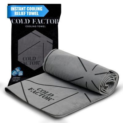 COLD FACTOR Cooling Towels for Sports, Cooling Neck Wraps  Cold Towel for Running, Workout & Outdoor Use, with UPF 50+-Soft, Machine Washable, Reusable Cooling Neck Towel, 13"x29.5" - 1 Pack (Gray)