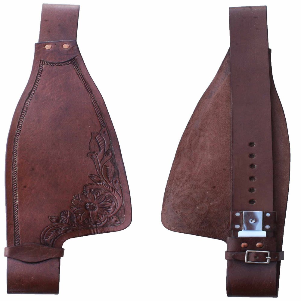 CHALLENGER Horse Horse Western Adult Floral Brown Leather Replacement Saddle Fenders 5259LB