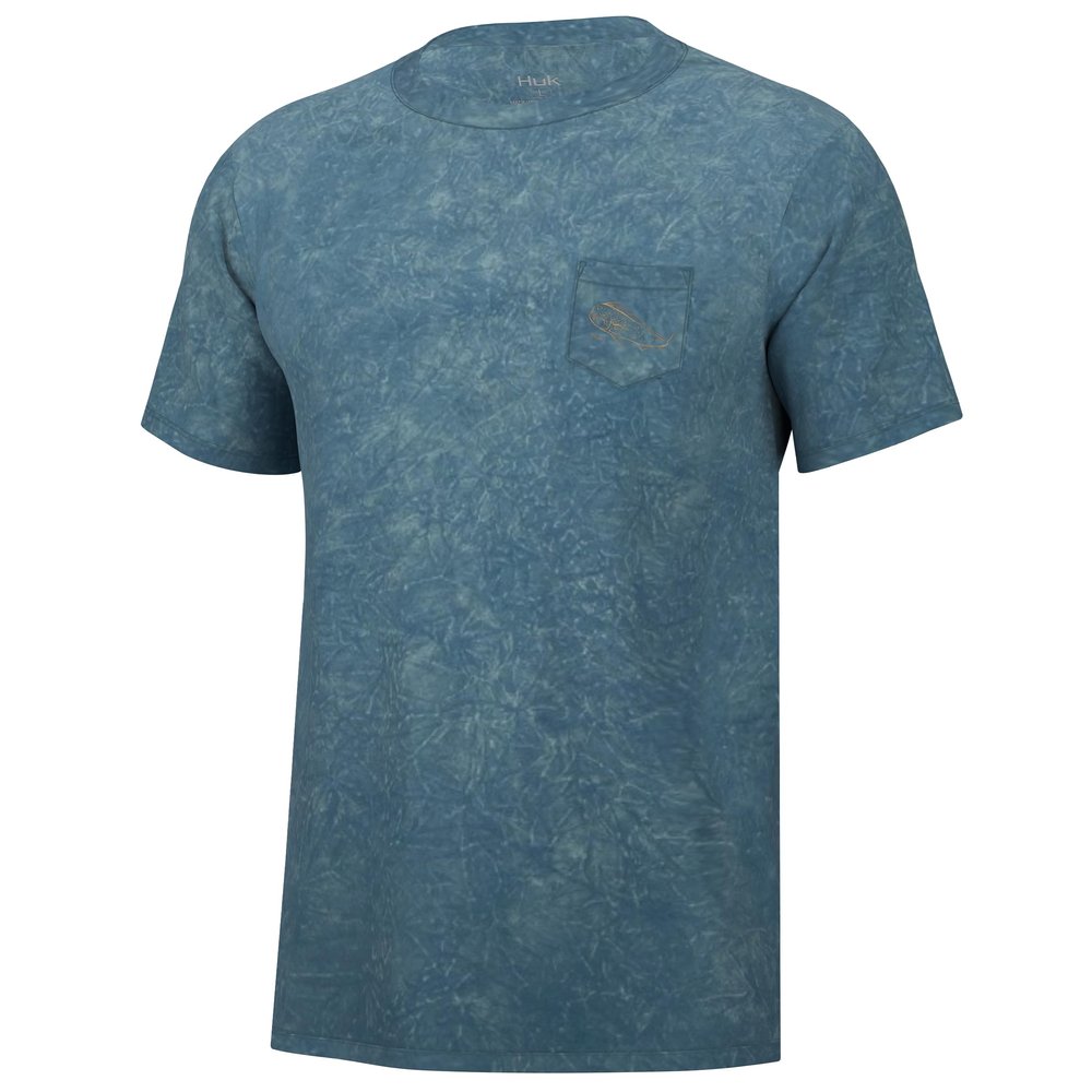 HUK mens Short Sleeve Mineral Wash Pocket Tee, Fishing T-shirt for Men T Shirt, Tapestry, Small US