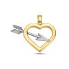 14K Two Toned Silver and Yellow Arrow Heart Pendant Model_X_Fashion-874 view 1