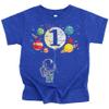 Olive Loves Apple 1st Birthday Rocket Astronaut Themed T-Shirts with Moon Balloon and Planets for Boys and Girls Vintage Royal Shirt 18 Months view 1
