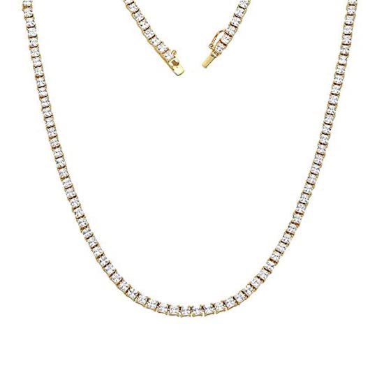 Sterling Silver 3mm Square Cubic Zirconia Tennis Bracelet/Necklace Model_X_Fashion-356