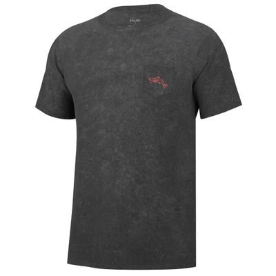 HUK mens Short Sleeve Mineral Wash Pocket Tee, Fishing T-shirt for Men T Shirt, Volcanic Ash, Medium US