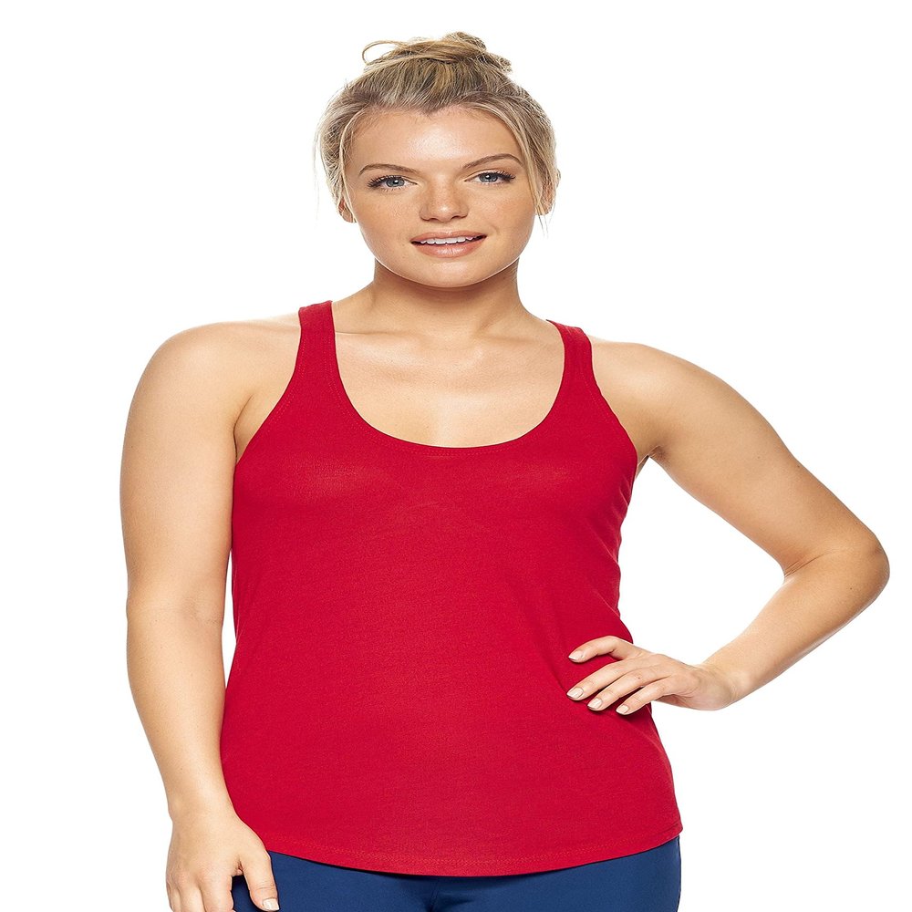 Expert Brand USA-Made Women's TriTec Activewear Performance Racerback Tank Top, Red, Small