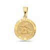 14K Yellow Gold Small Round Guardian Angel Cherub God Bless You Pendant Model_X_Fashion-916 view 1