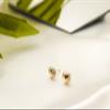 14K Solid Gold Diamond Cut Round Ball Small Stud Earrings - With Gold Butterfly Model_X_Fashion-320 view 1