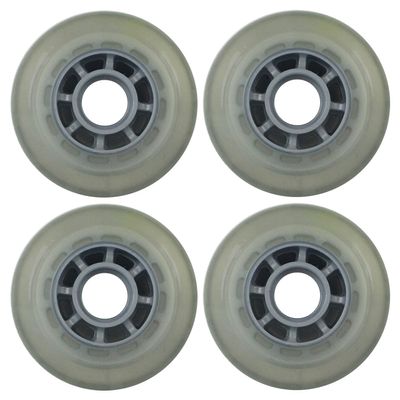 Player's Choice Inline Skate Wheels Multi use 76mm 78A Clear Silver Indoor/Outdoor (4 Wheels)