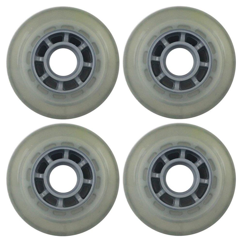 Player's Choice Inline Skate Wheels Multi use 76mm 78A Clear Silver Indoor/Outdoor (4 Wheels)