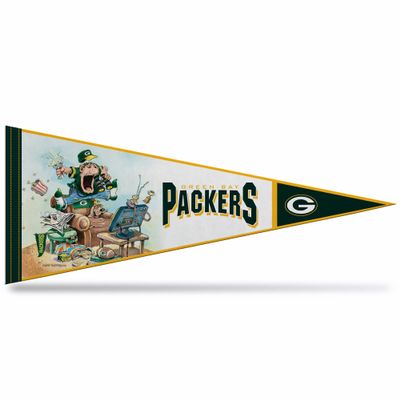 Rico Industries NFL Football Green Bay Packers "The Fan" by Gary Patterson 12" x 30" Felt Wall Dcor Pennant - Great for Home/Bed Room/Man Cave Dcor