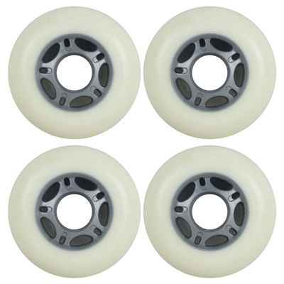 Player's Choice Inline Skate Wheels Multi Use 76mm 78A White/Silver Indoor/Outdoor (4 Wheels)