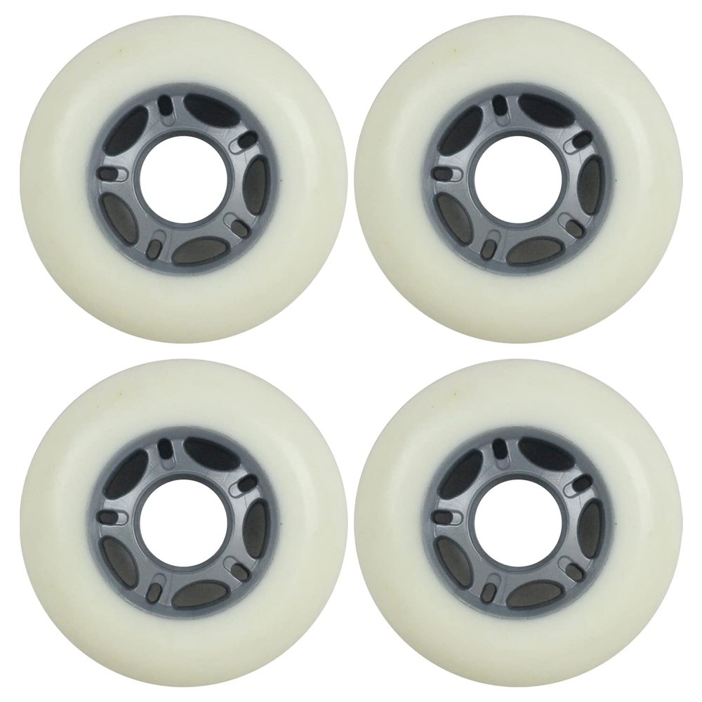 Player's Choice Inline Skate Wheels Multi Use 76mm 78A White/Silver Indoor/Outdoor (4 Wheels)
