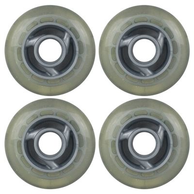 Player's Choice Inline Skate Wheels 80mm 78A Clear Silver Cyclone Spoke Indoor/Outdoor (4 Wheels)