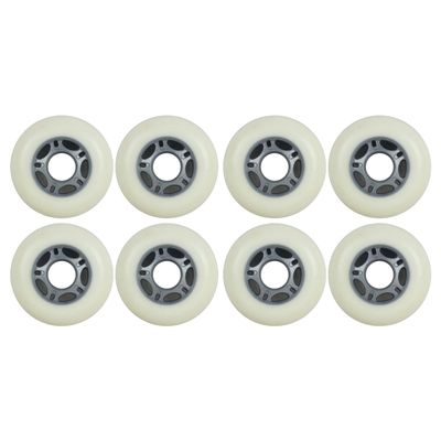 Player's Choice Inline Skate Wheels Multi Use 76mm 78A White/Silver Indoor/Outdoor (8 Wheels)