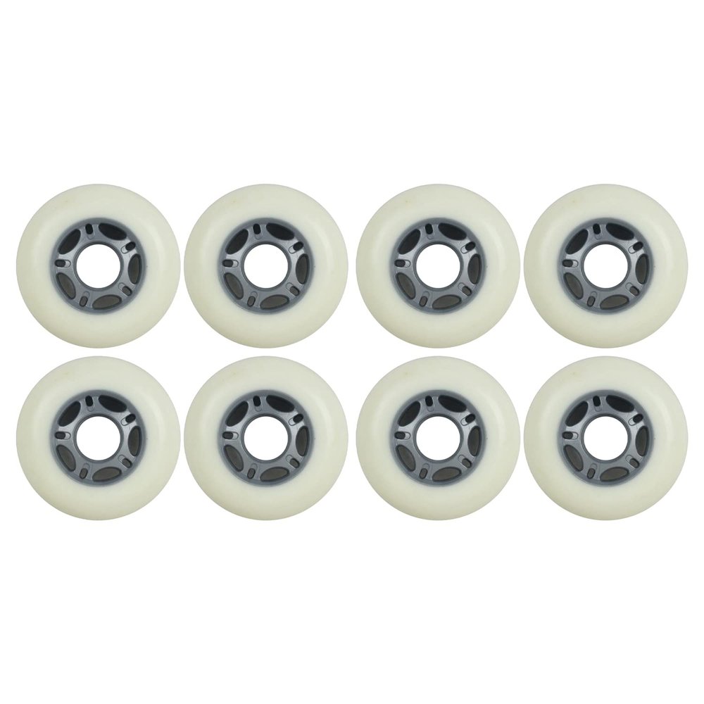 Player's Choice Inline Skate Wheels Multi Use 76mm 78A White/Silver Indoor/Outdoor (8 Wheels)
