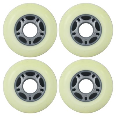 Player's Choice Inline Skate Wheels Multi Use 76mm 82A White/Yellow-Silver Outdoor (4 Wheels)