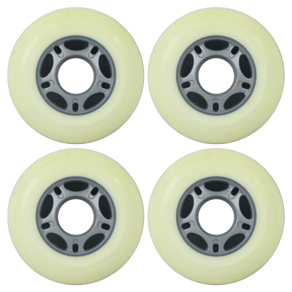 Player's Choice Inline Skate Wheels Multi Use 76mm 82A White/Yellow-Silver Outdoor (4 Wheels)
