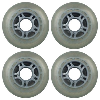 Player's Choice Inline Skate Wheels Multi Use 76mm 82A Clear Silver Outdoor (4 Wheels)