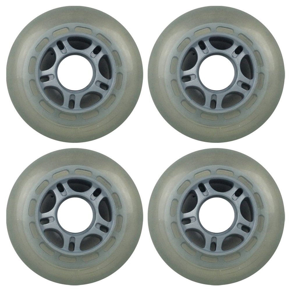 Player's Choice Inline Skate Wheels Multi Use 76mm 82A Clear Silver Outdoor (4 Wheels)