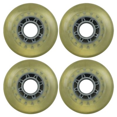 Player's Choice Inline Skate Wheels Multi Use 76mm 78A Yellow/Clear-Silver Indoor/Outdoor (4 Wheels)