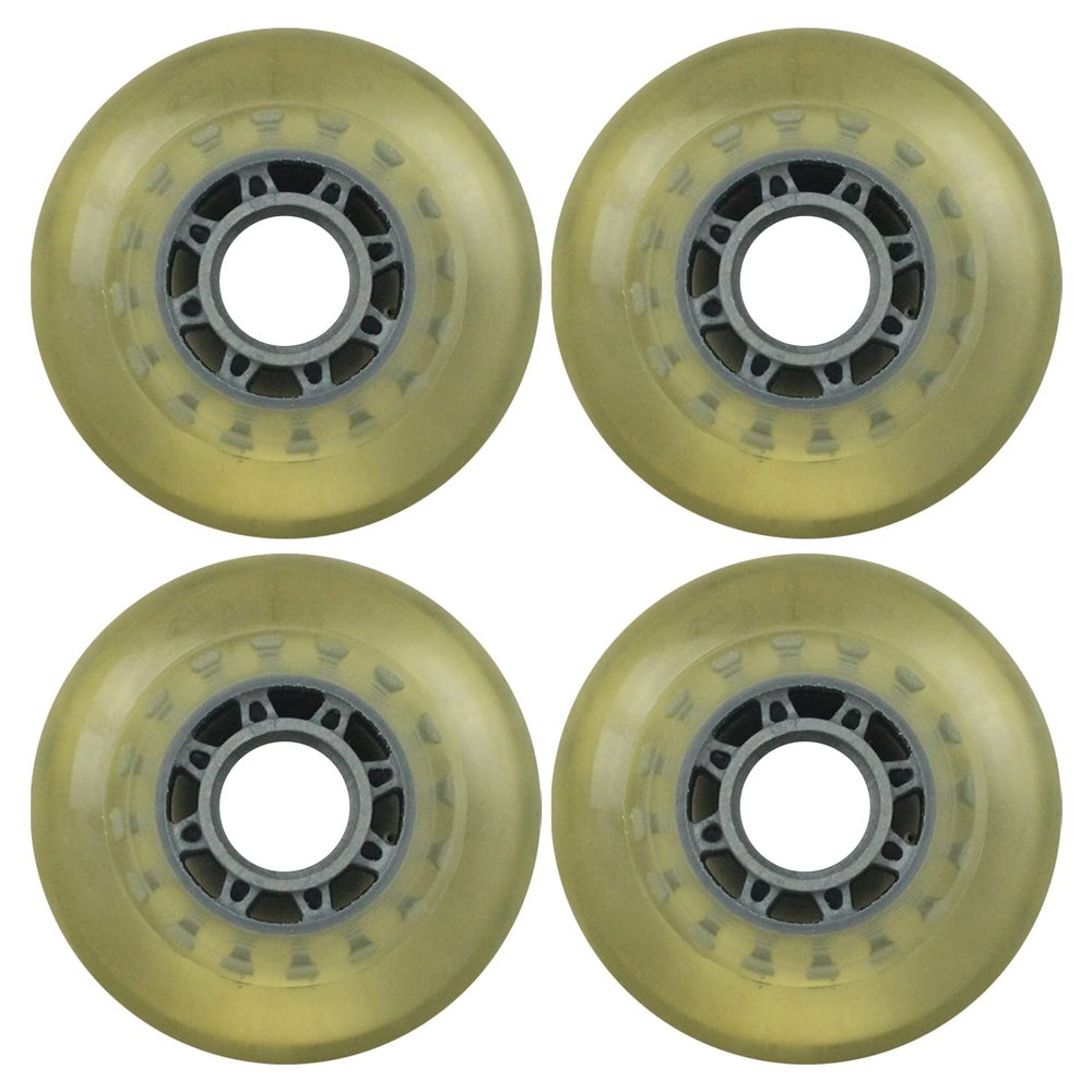 Player's Choice Inline Skate Wheels Multi Use 76mm 78A Yellow/Clear-Silver Indoor/Outdoor (4 Wheels)