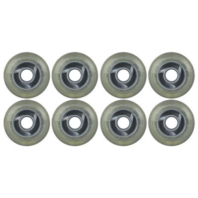 Player's Choice Inline Skate Wheels 80mm 78A Clear Silver Cyclone Spoke Indoor/Outdoor (8 Wheels)